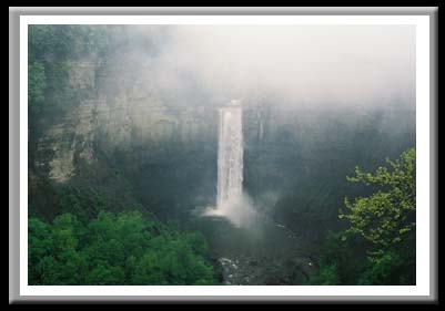 051 Taughannock Falls in Fog & Umbrella, Taughannock State Park, Trumansburg, New York